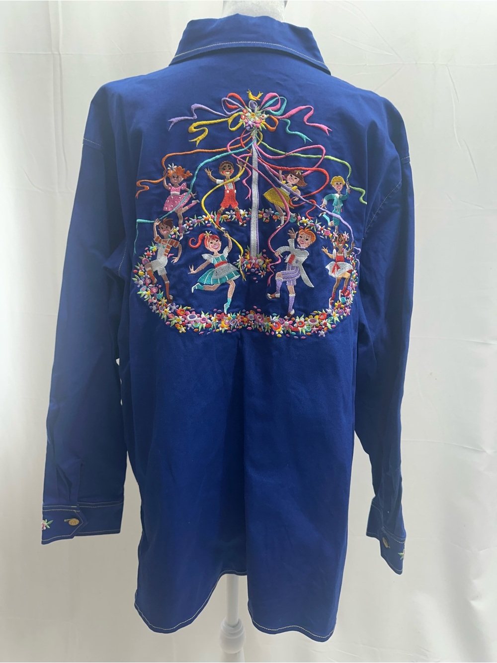 Bob Mackie Wearable Art Royal Blue Embroidered Button Tunic 2X - Picture 5 of 7